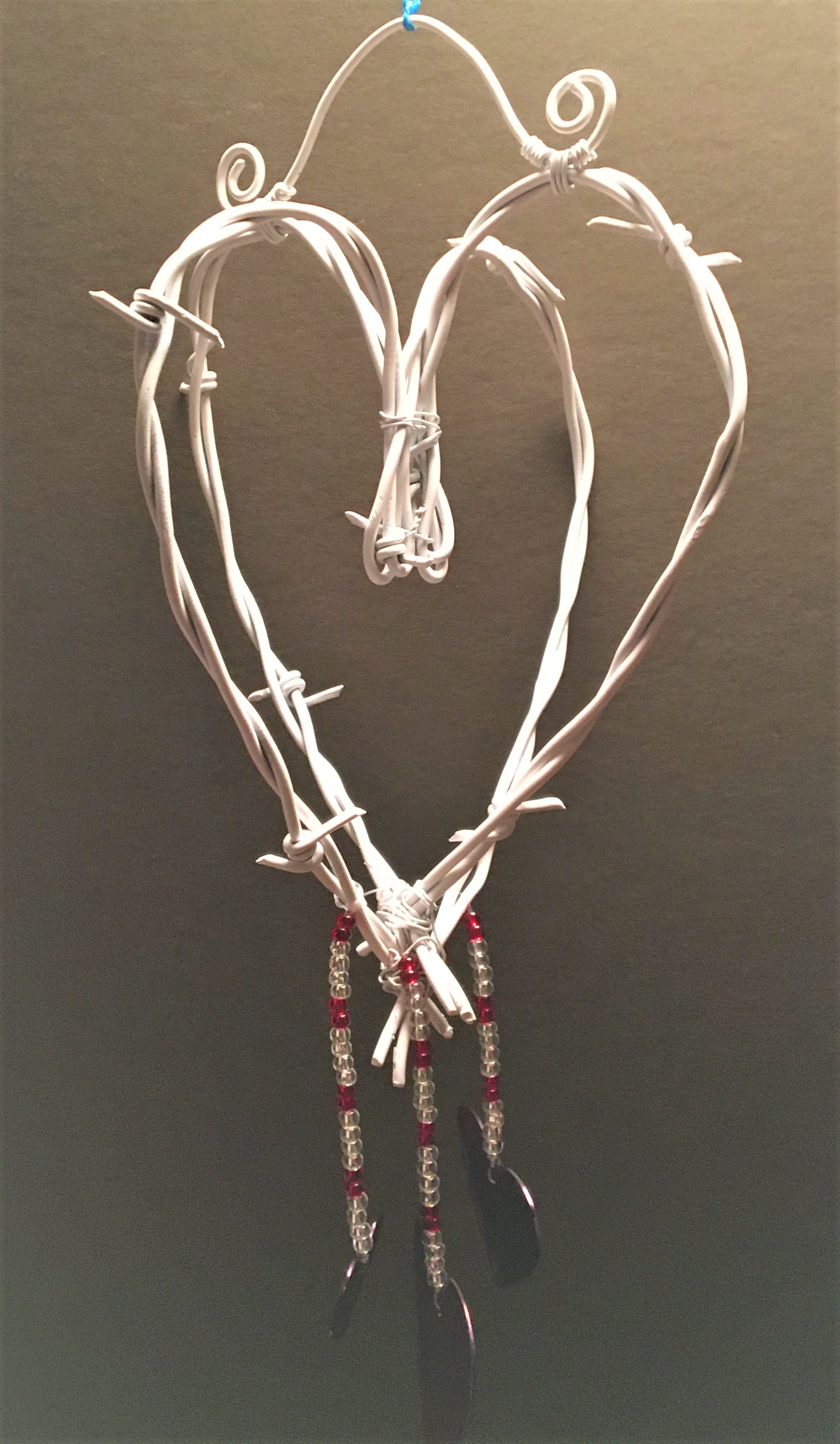 Barbed Wire Heart Wind Chime